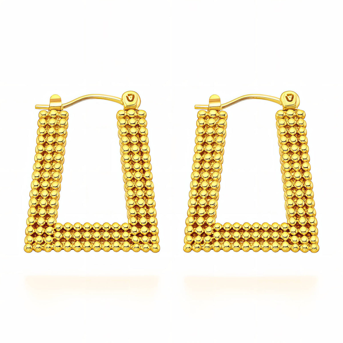 Gold Textured Square Hoop Earrings