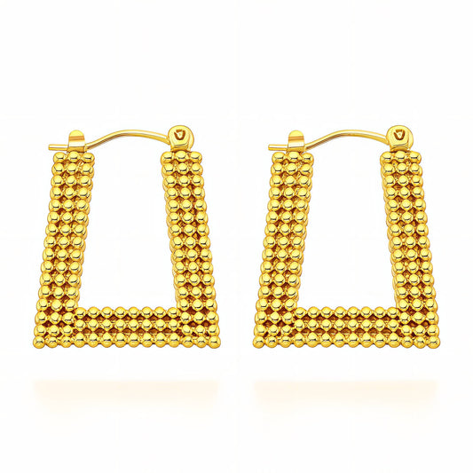 Gold Textured Square Hoop Earrings