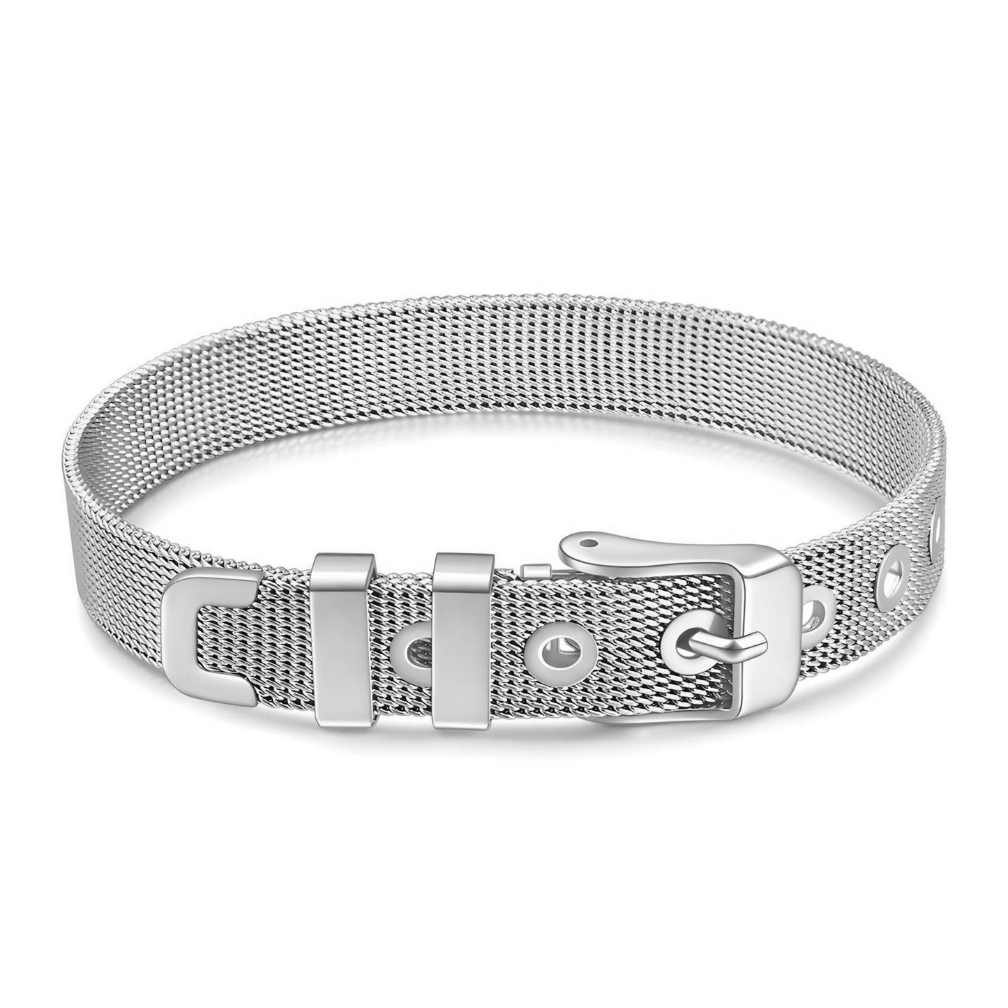 Silver Mesh Belt Buckle Bracelet