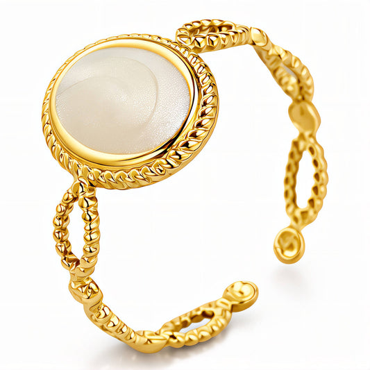 Golden Pearl Vintage Open Cuff Ring