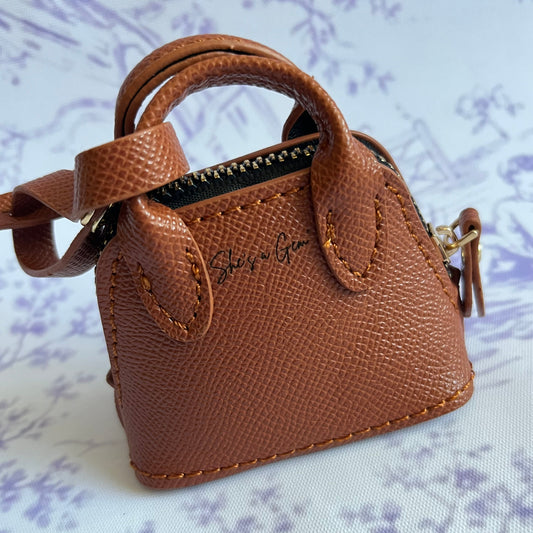 Brown She’s a Gem Mini Handbag Charm – Luxury Purse Keychain Accessory