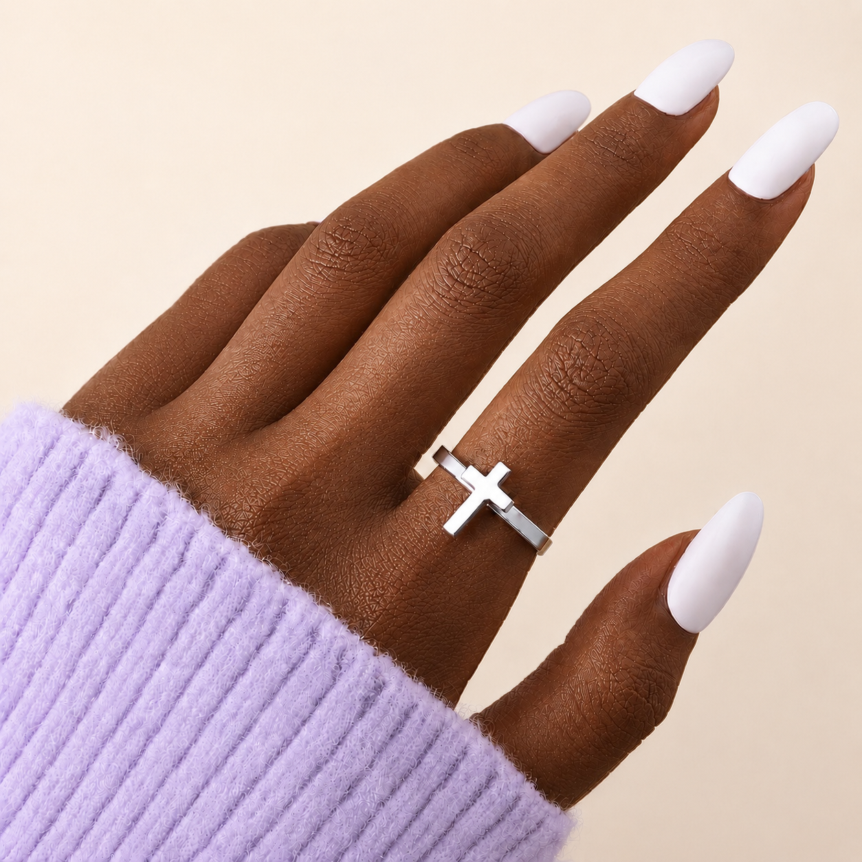 Silver Cross Open Cuff Ring