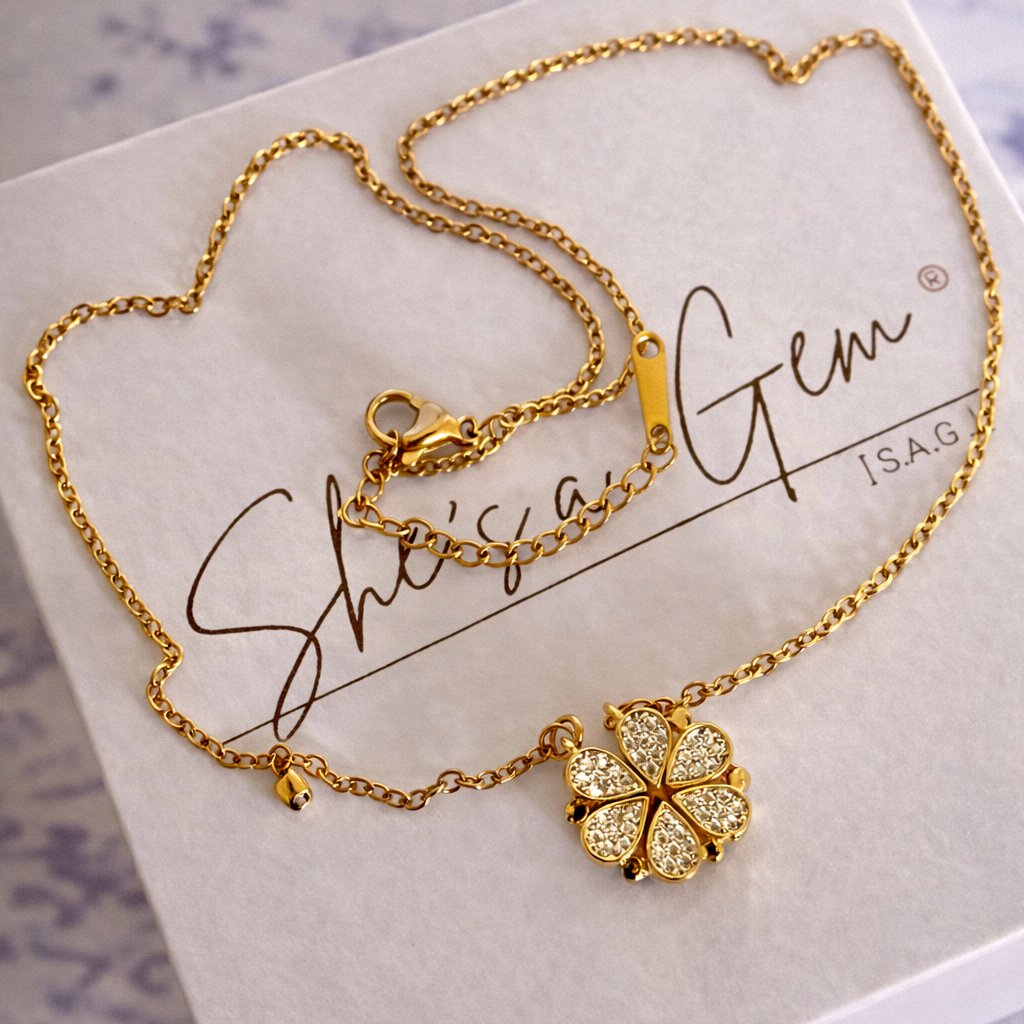 18K Gold Plated Stainless Steel Lucky Clover Necklace