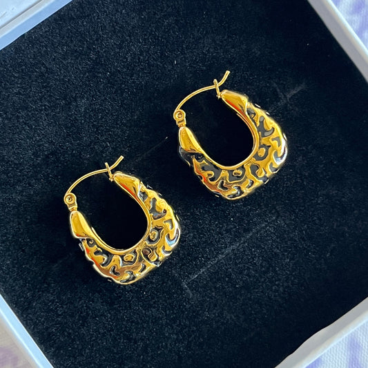 Leopard Print Chunky Hoop Earrings