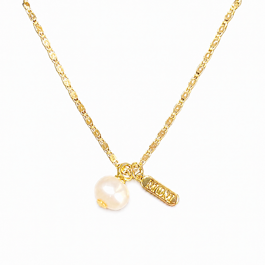 Mom Pearl Charm Necklace