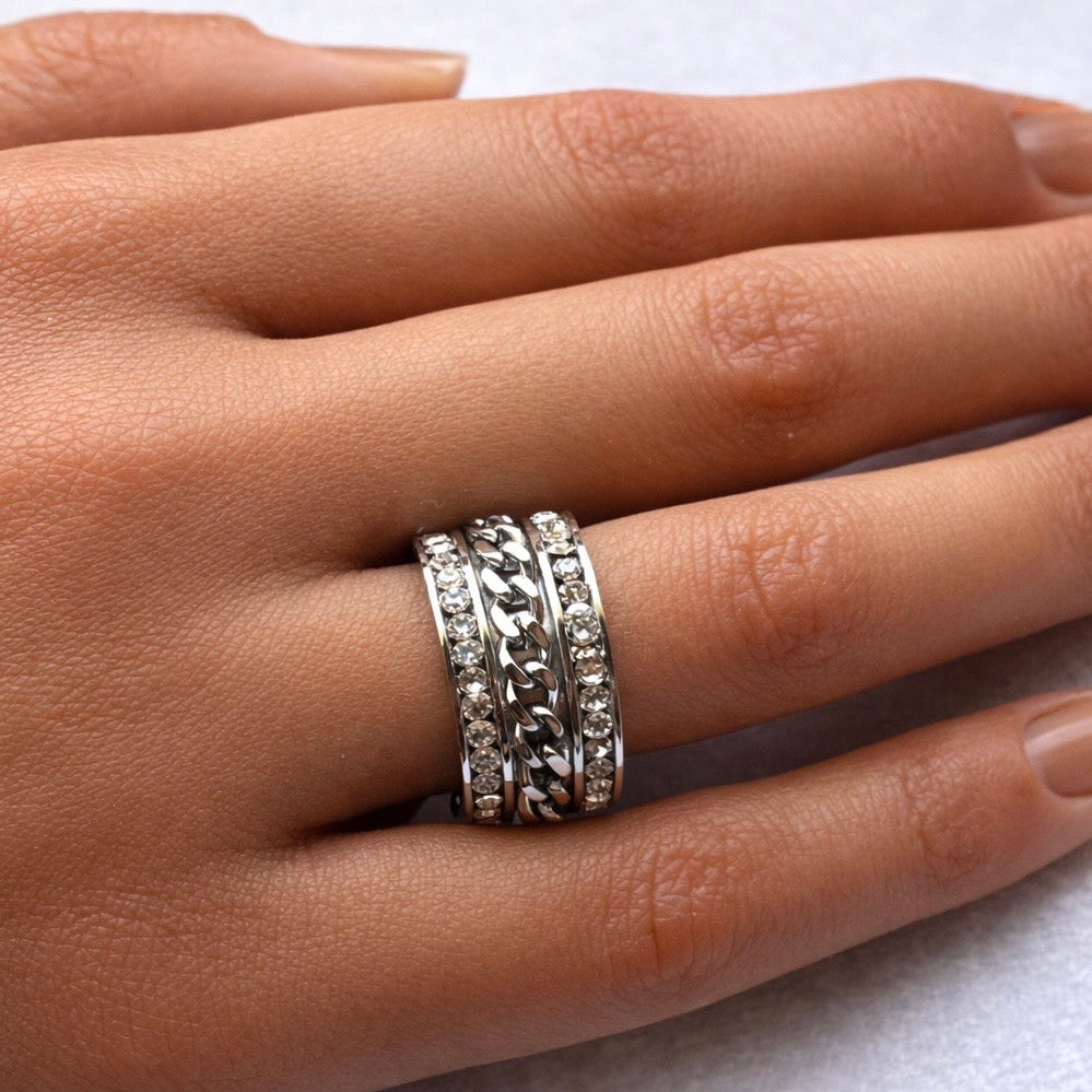 Stainless Steel Eternity Spinner Ring
