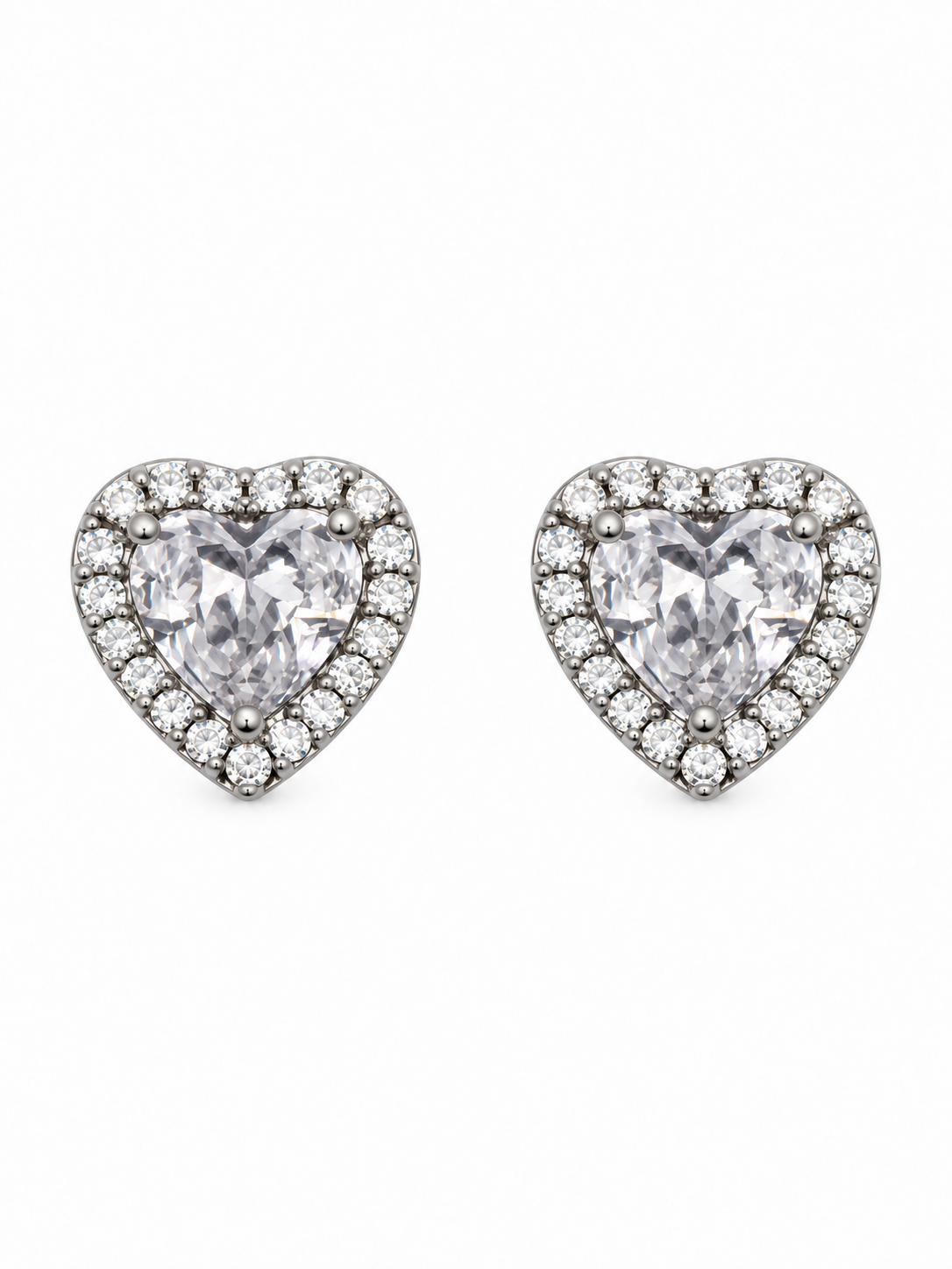 Silver Heart Halo Earrings