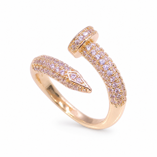 Gold Zircon Nail Wrap Ring