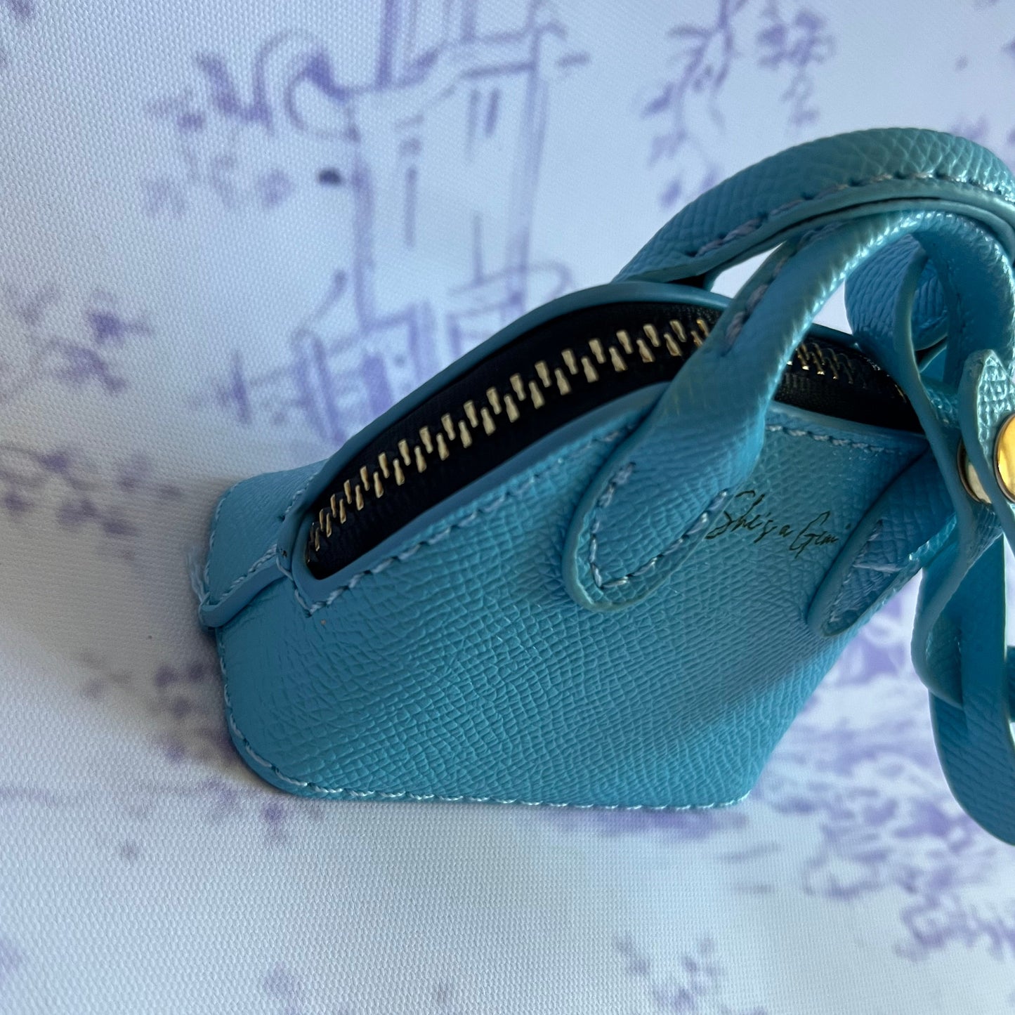 Blue She’s a Gem Mini Handbag Charm – Luxury Purse Keychain Accessory