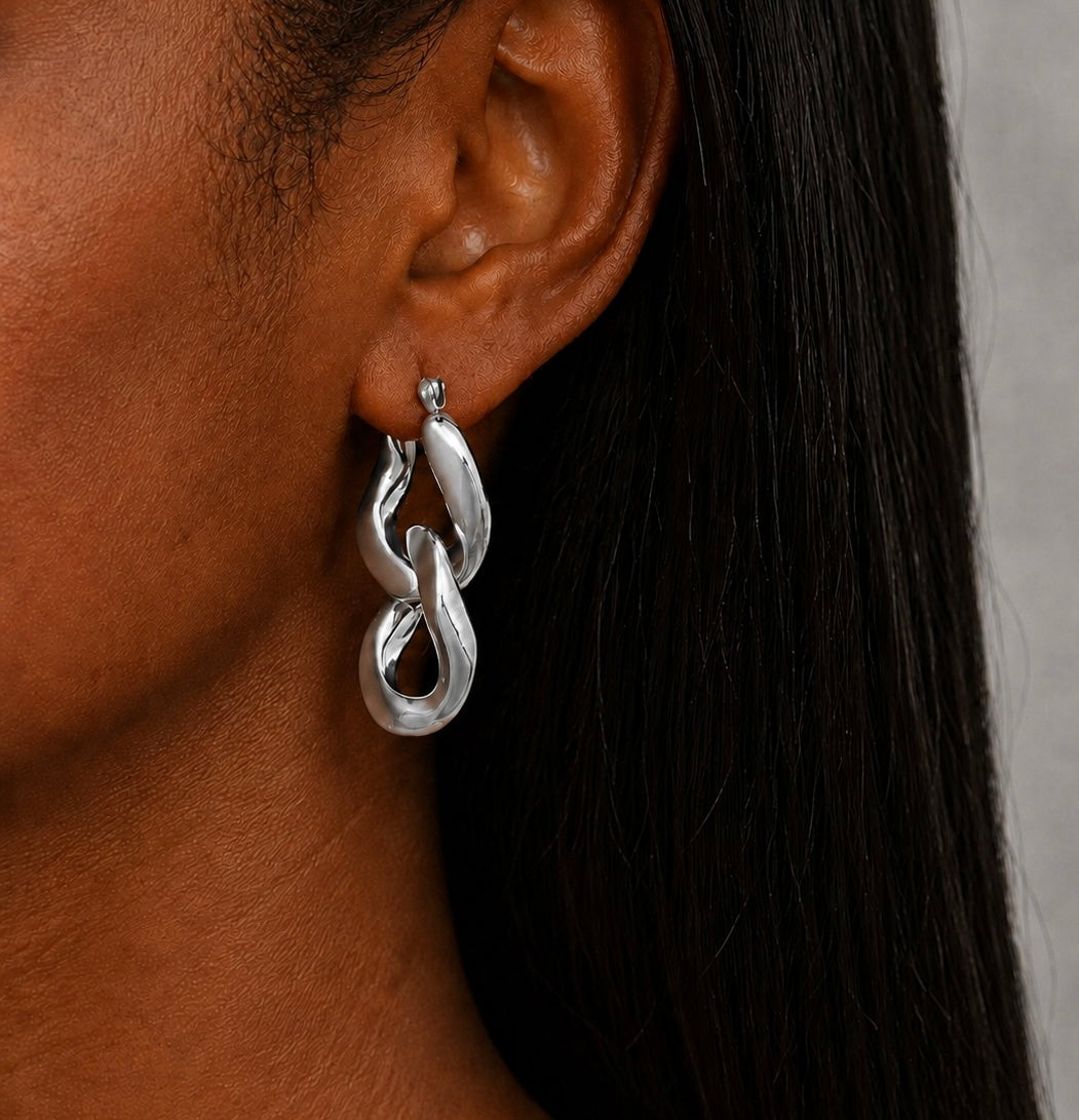 Silver Chunky Chain Link Earrings