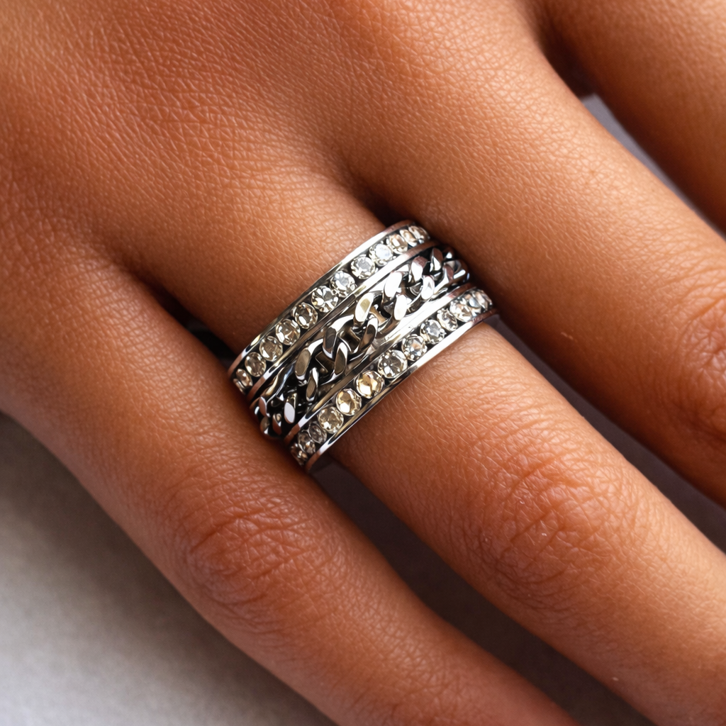 Stainless Steel Eternity Spinner Ring