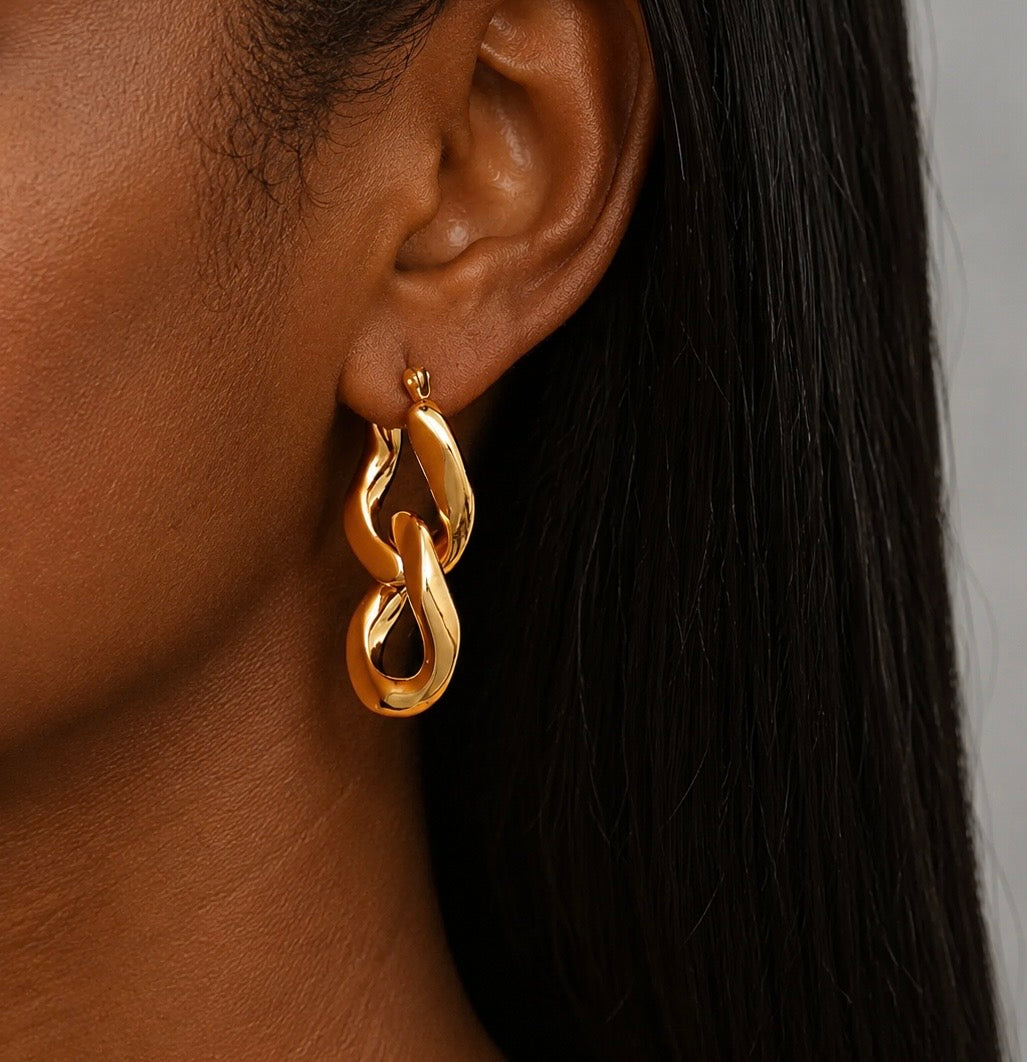 Gold Plated Chunky Chain Link Earrings