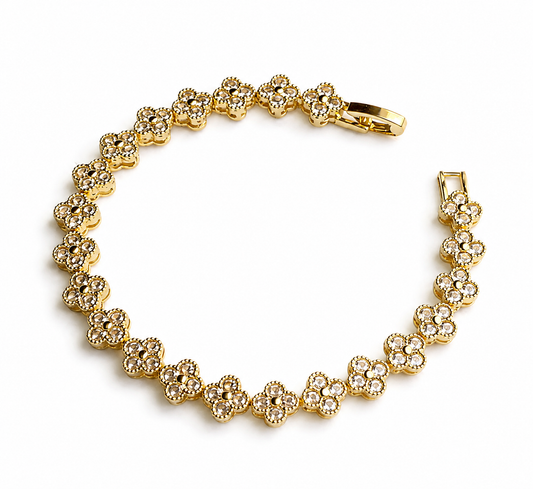 Gold Clover Tennis Bracelet