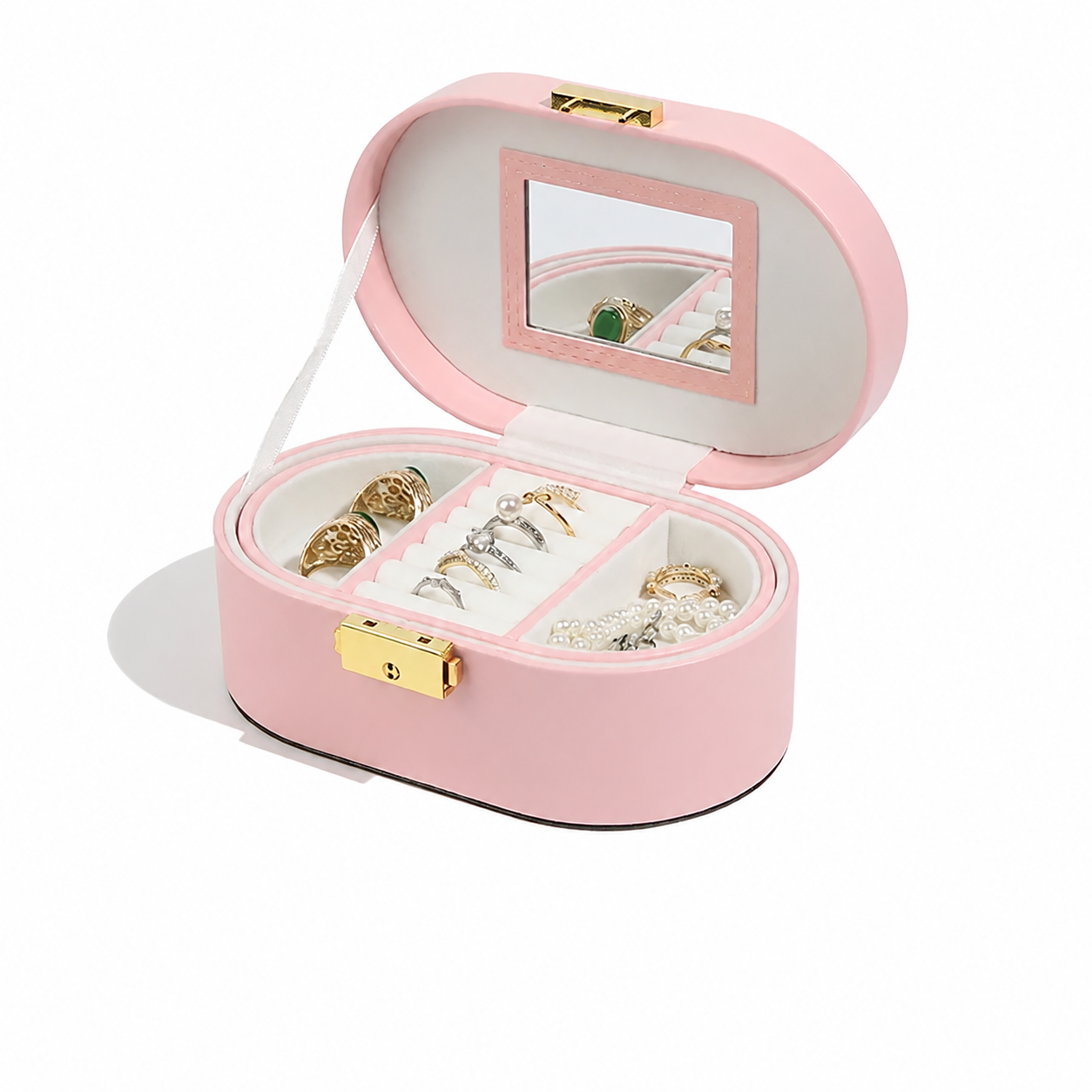 Pink Two-Tier Travel Jewelry Box