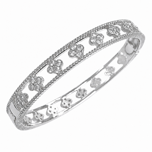 Silver Clover Bangle Bracelet