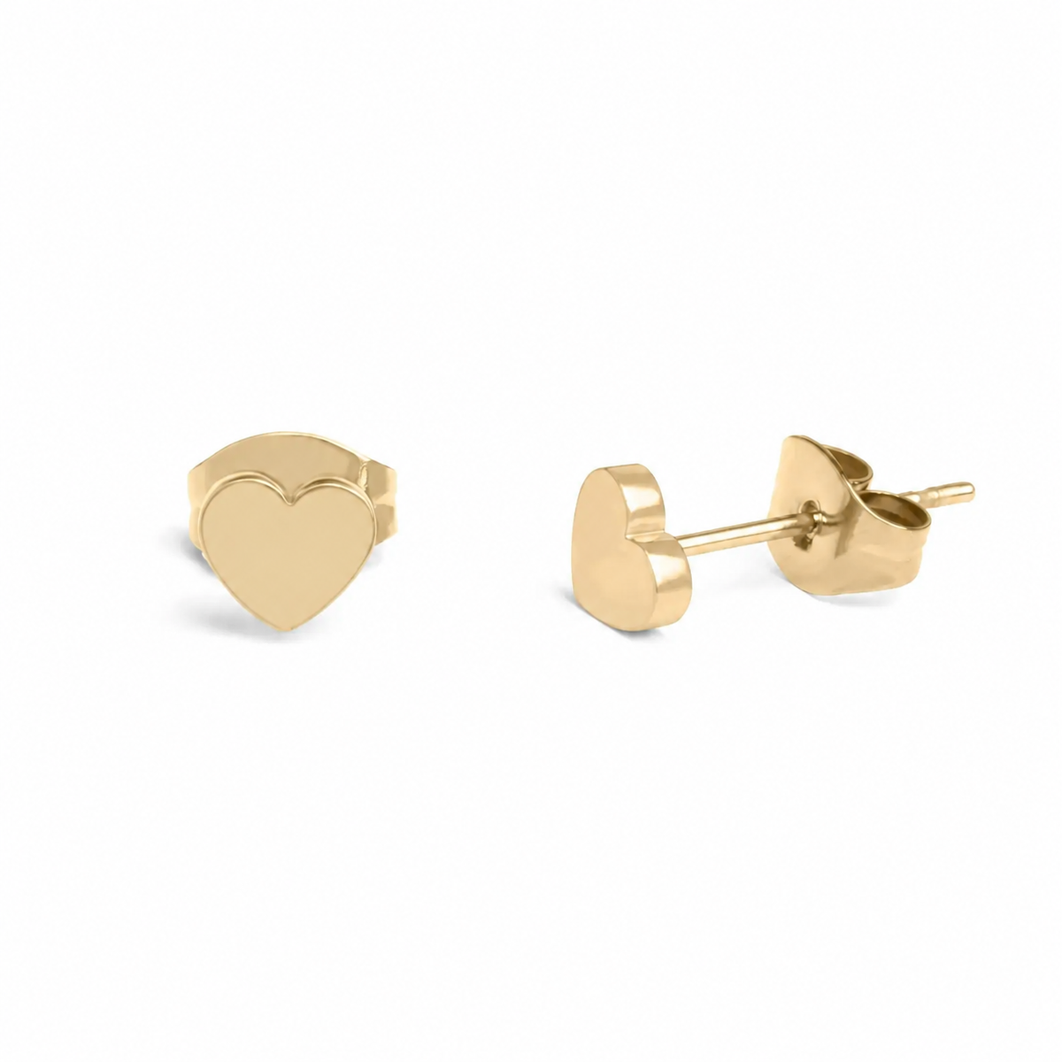 Dainty Gold Heart Stud Earrings