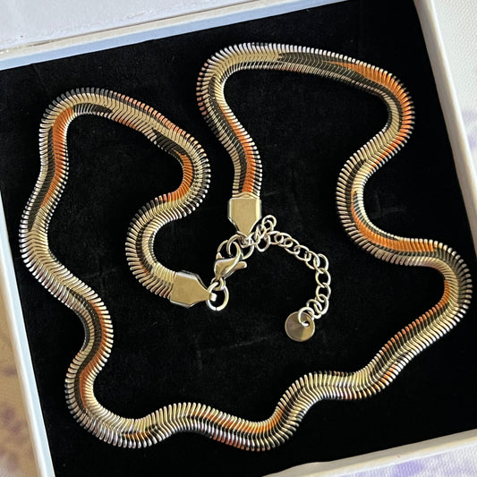 Silver Leopard Print Snake Chain Necklace