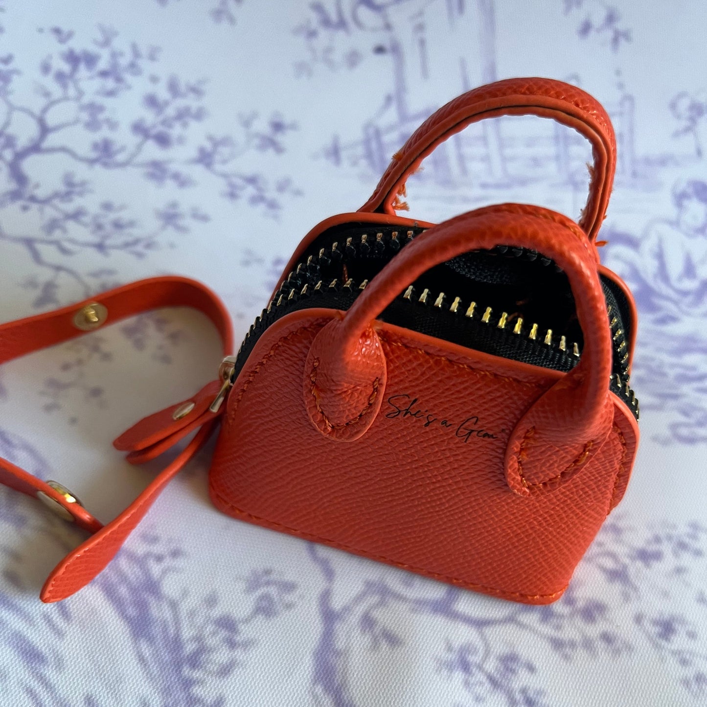 Orange She’s a Gem Mini Handbag Charm – Luxury Purse Keychain Accessory