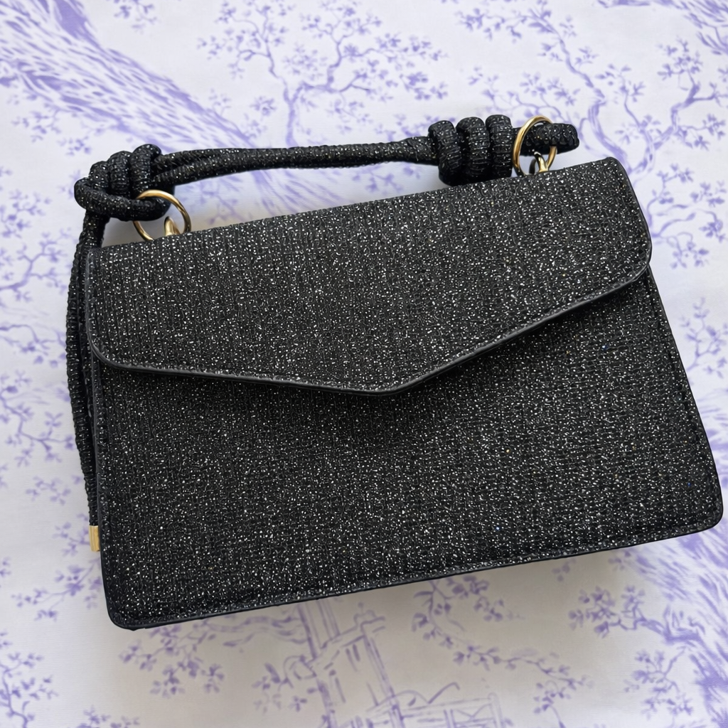 Black Glitter Evening Bag