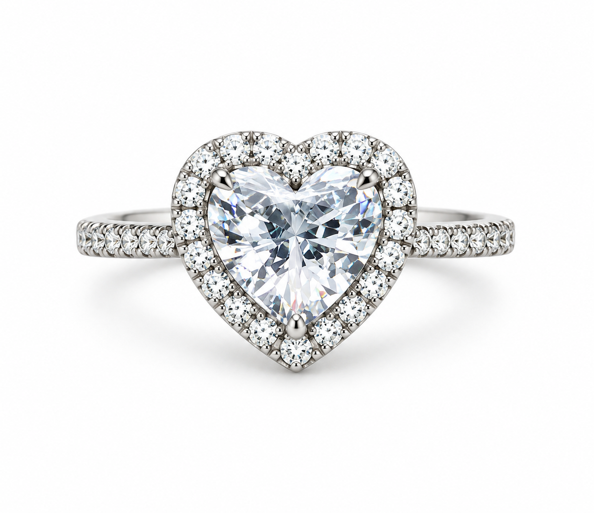 Silver Heart Halo Statement Ring