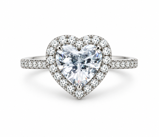 Silver Heart Halo Statement Ring