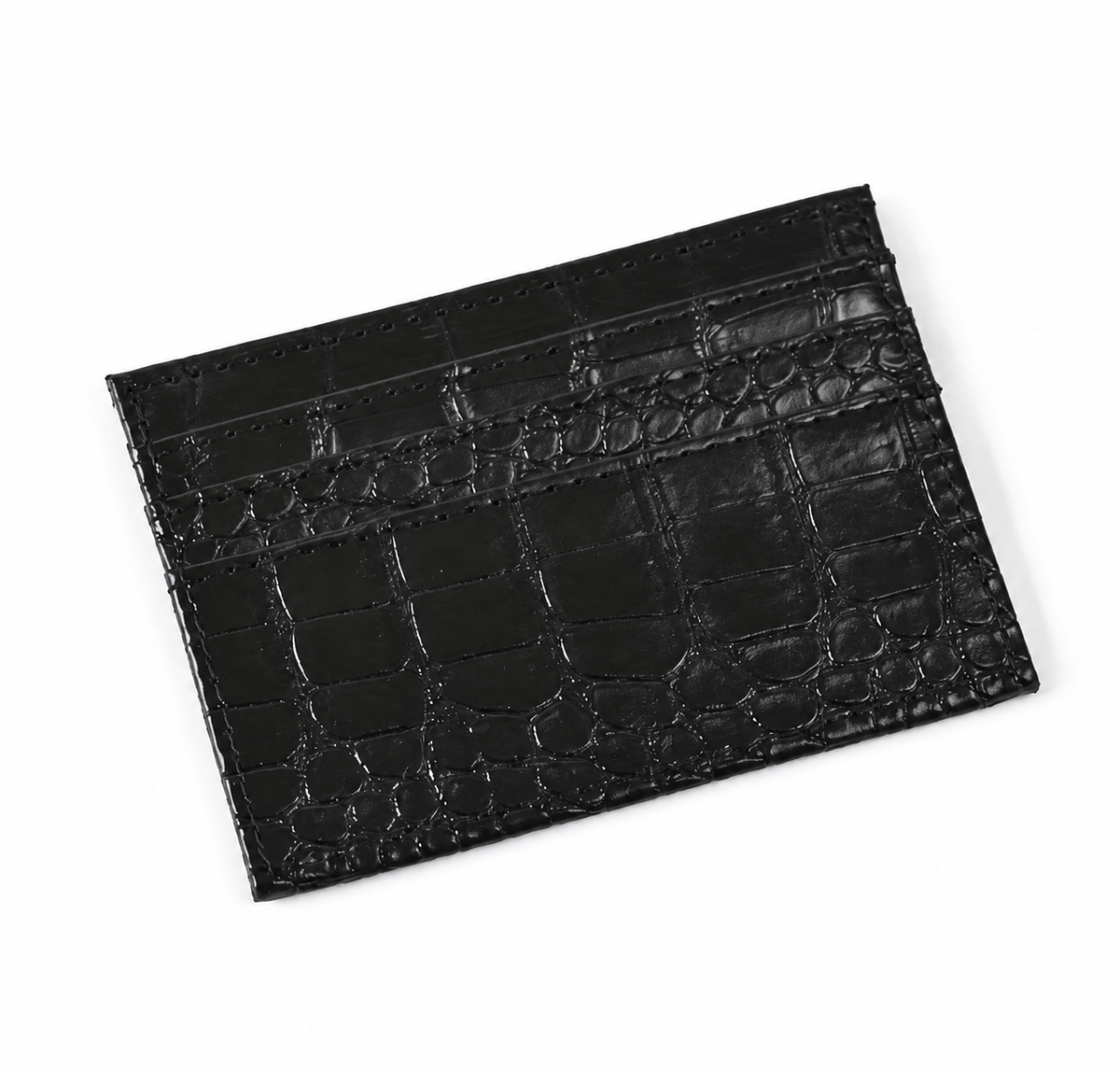 Black Faux Croc Double Sided Card Holder
