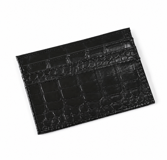 Black Faux Croc Double Sided Card Holder