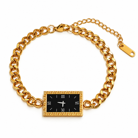Gold Watch Inspired Greek Key Bracelet