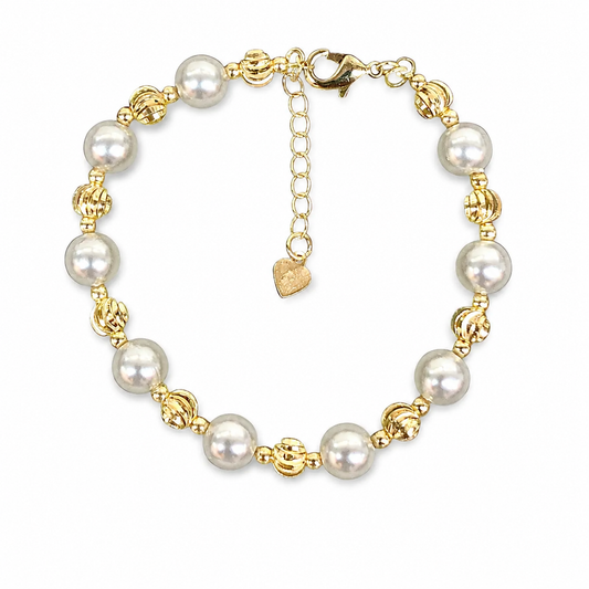 Gold and Pearl Beaded Bracelet