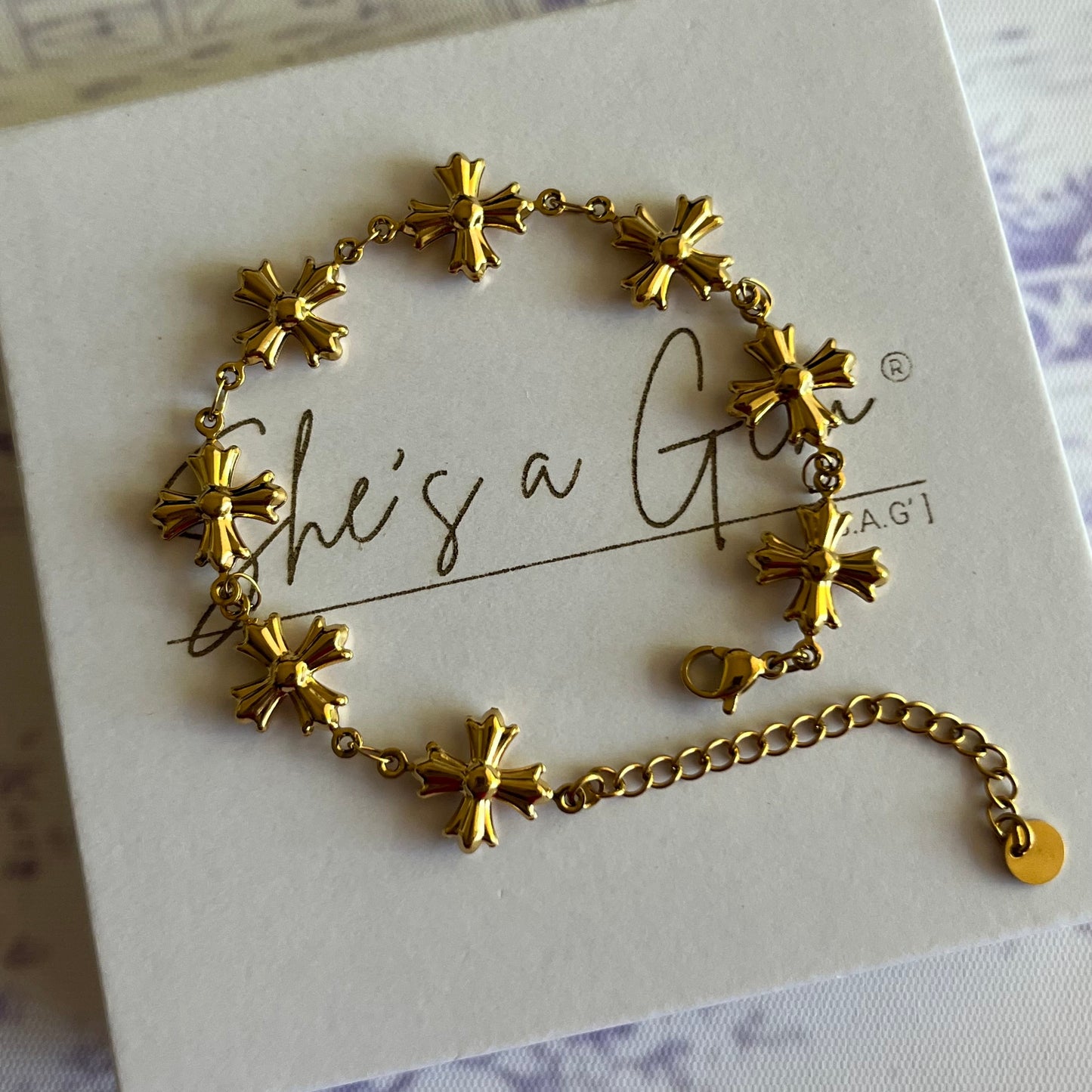 Saint Luxe Cross Charm Bracelet