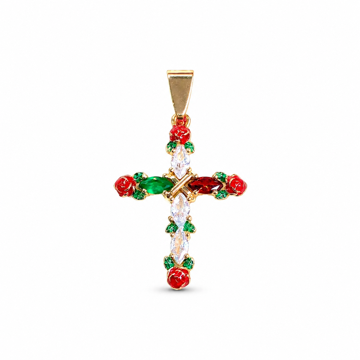 Red Rose Cross Pendant