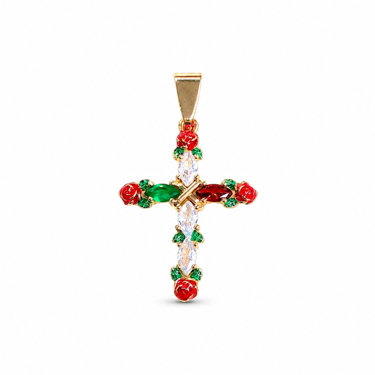 Red Rose Cross Pendant