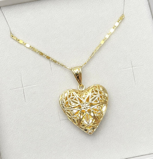 Filigree Heart Locket Necklace