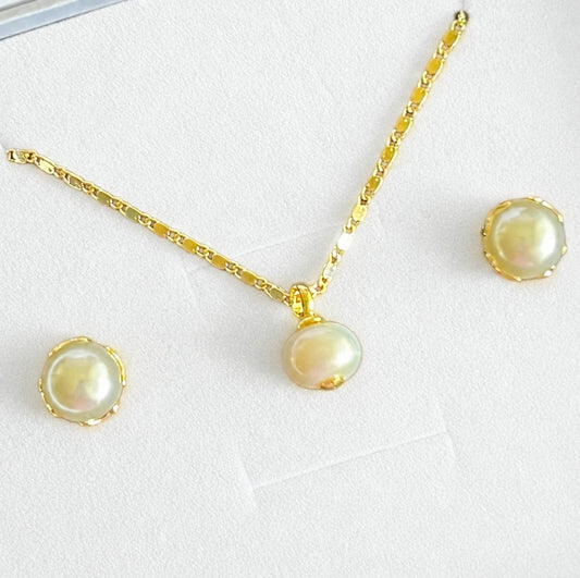 Pearl Jewelry Set - Necklace & Stud Earrings Set