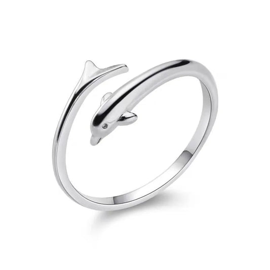 Silver Dolphin Open Wrap Ring