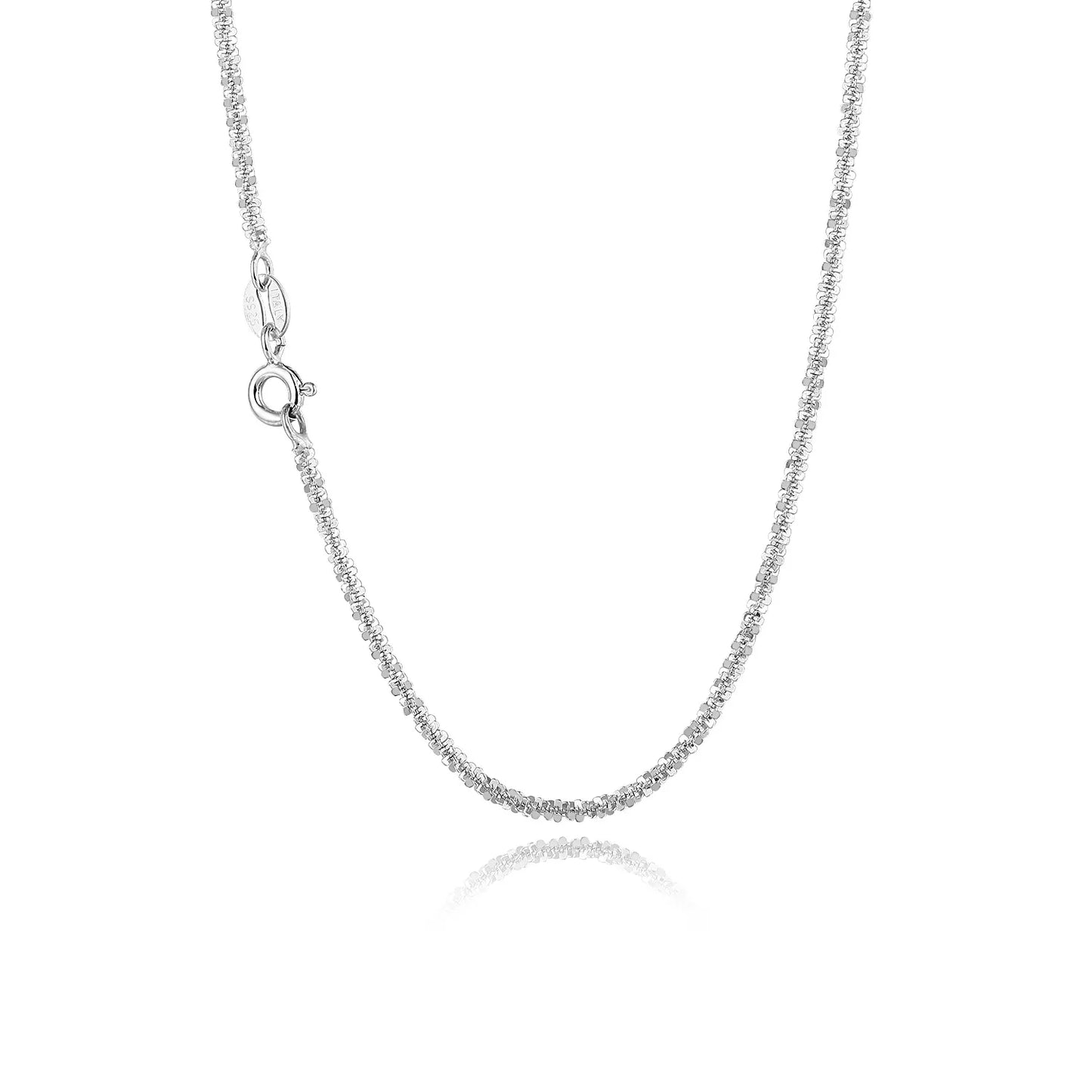 Silver Diamond-Cut Popcorn Chain Jewelry Set