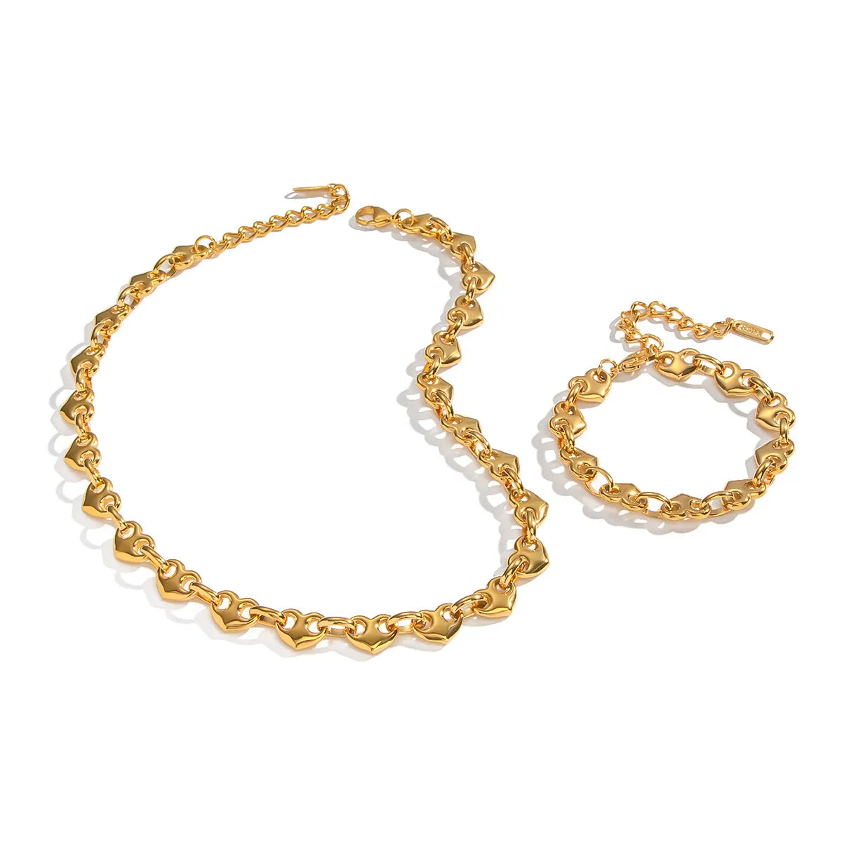 Luxe Heart Link Necklace & Bracelet Set