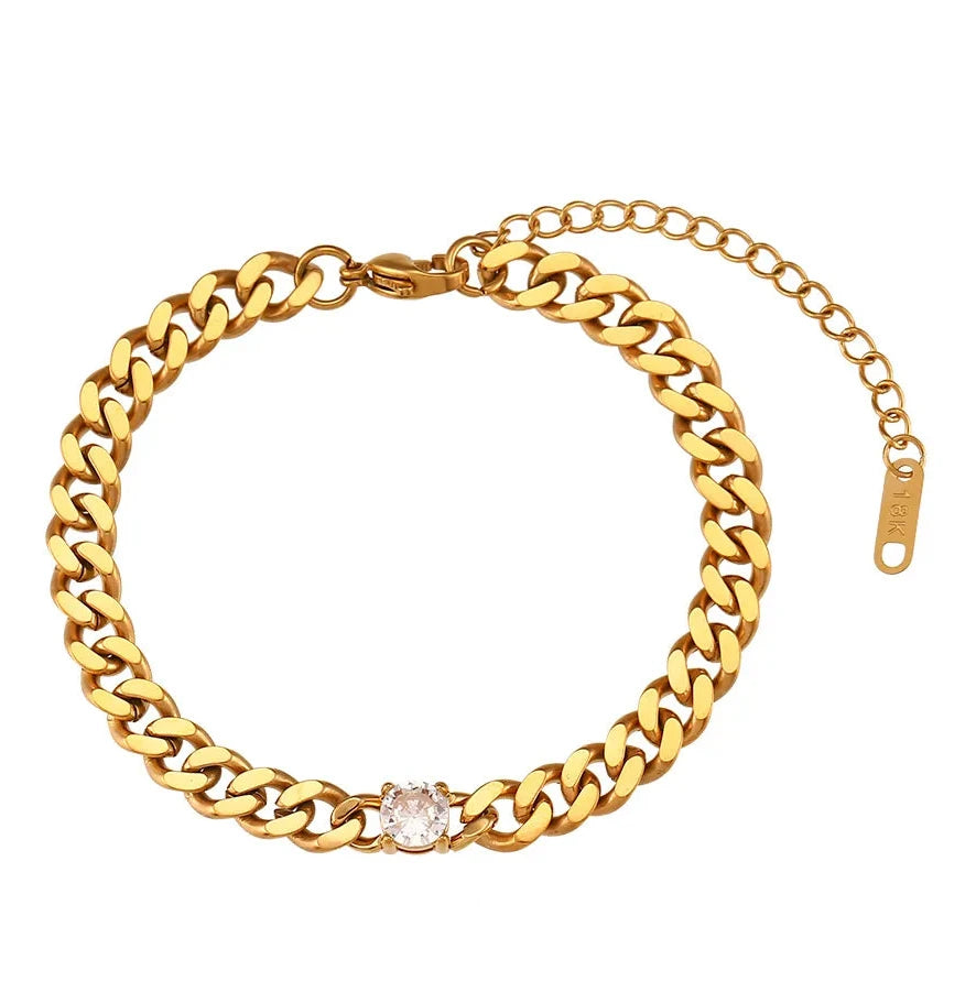 Zircon Luxe Cuban Link Bracelet