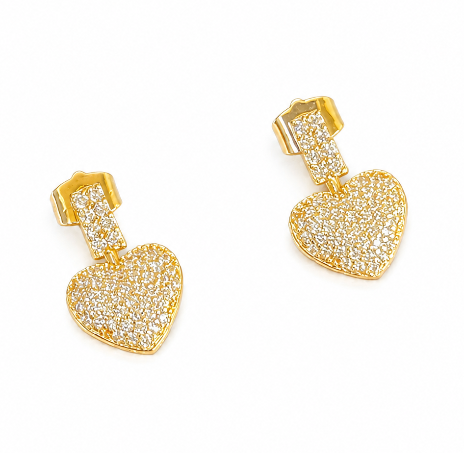 Sparkling Heart Drop Earrings