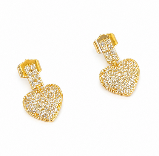 Sparkling Heart Drop Earrings
