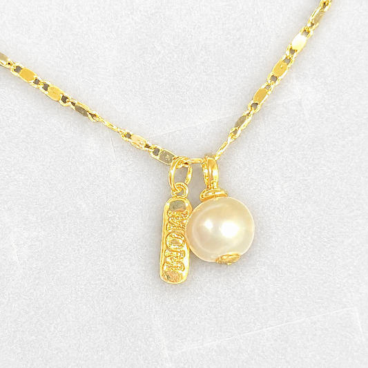 Mom Pearl Charm Necklace