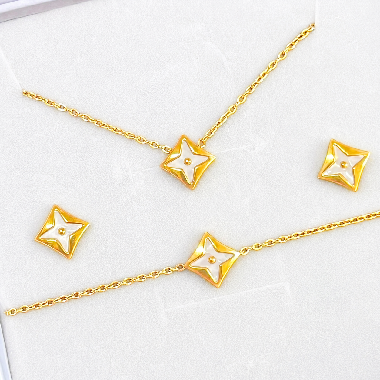Star Luxe 3 Piece Set- Minimal Charm Necklace, Bracelet & Earrings