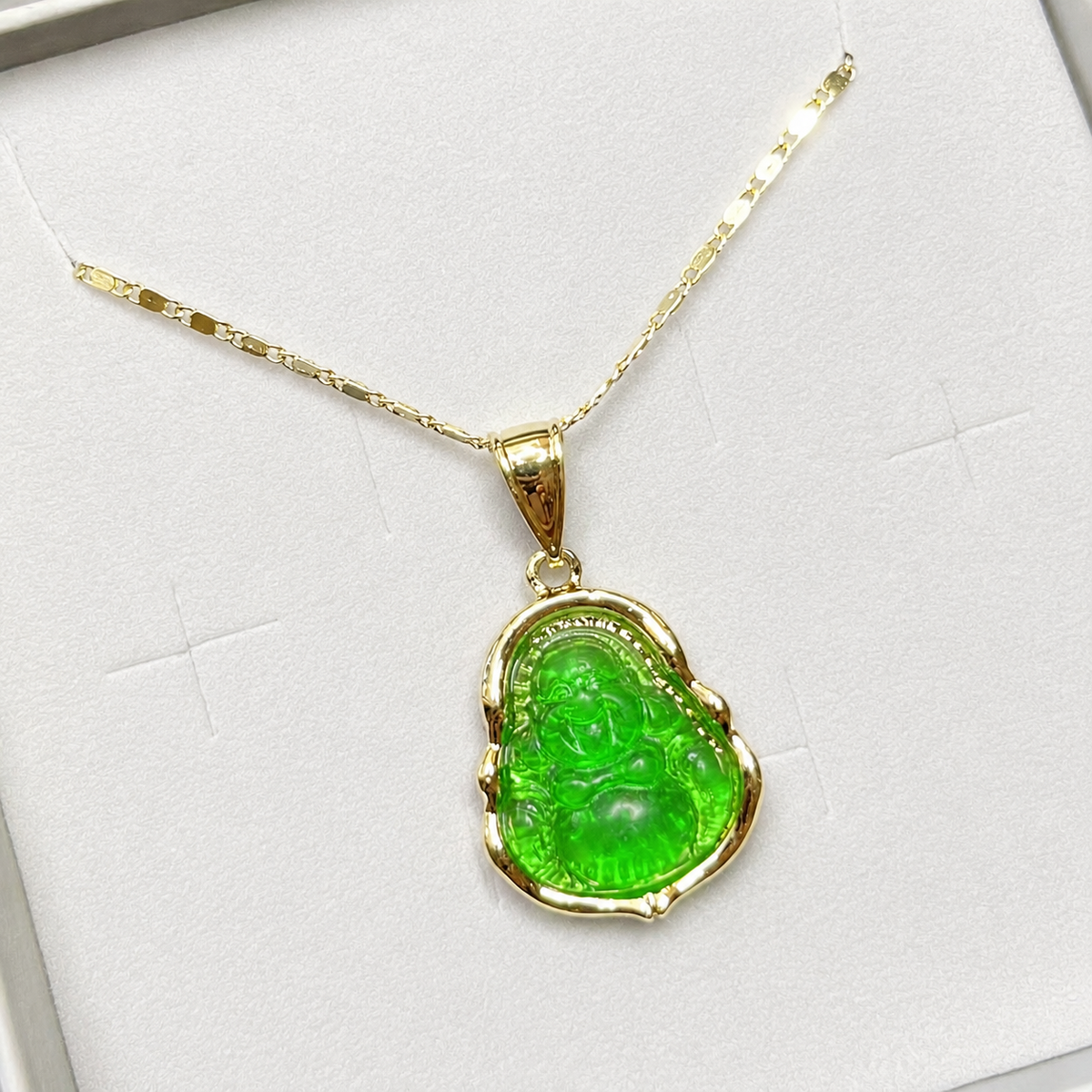 Green Happy Buddha Necklace