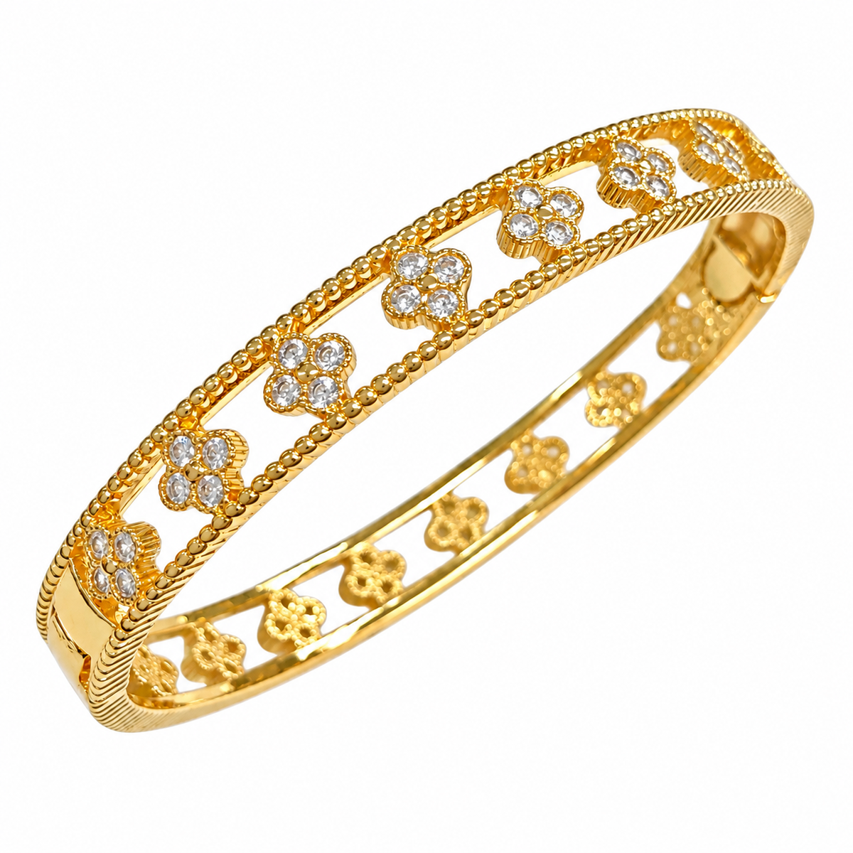 Gold Clover Bangle Bracelet