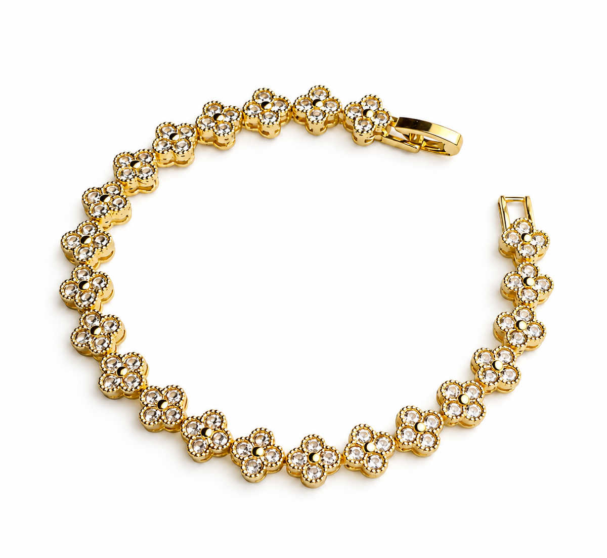 Gold Clover Tennis Bracelet