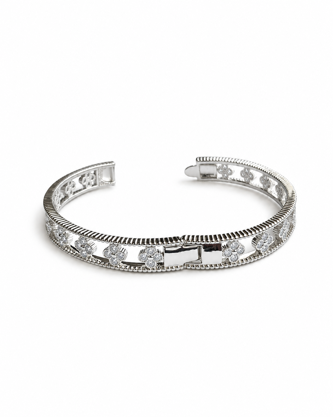 Silver Clover Bangle Bracelet