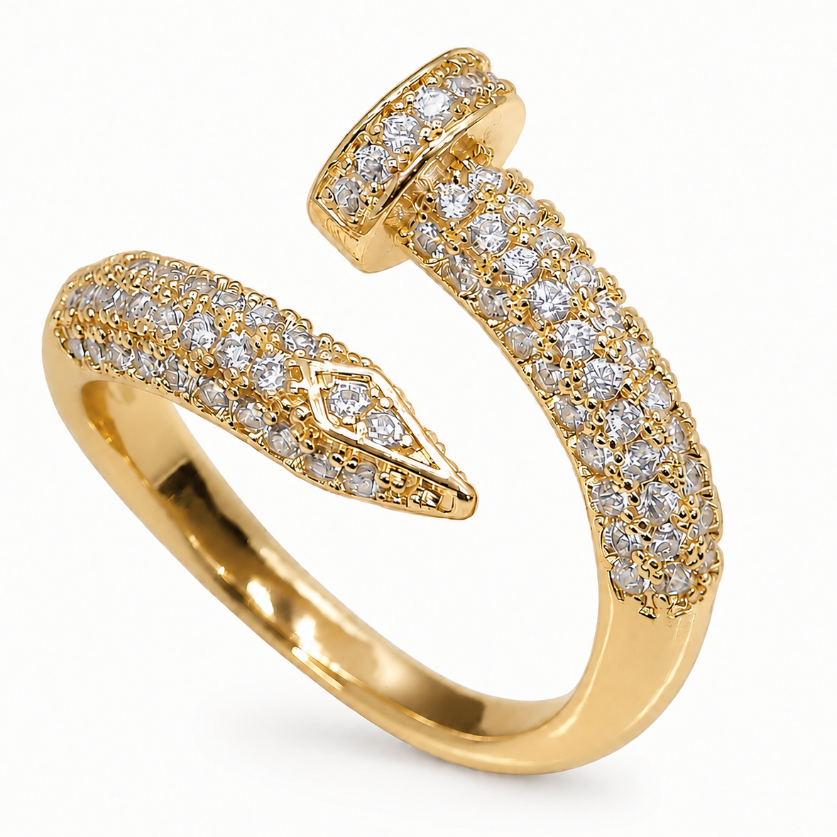 Gold Zircon Nail Wrap Ring