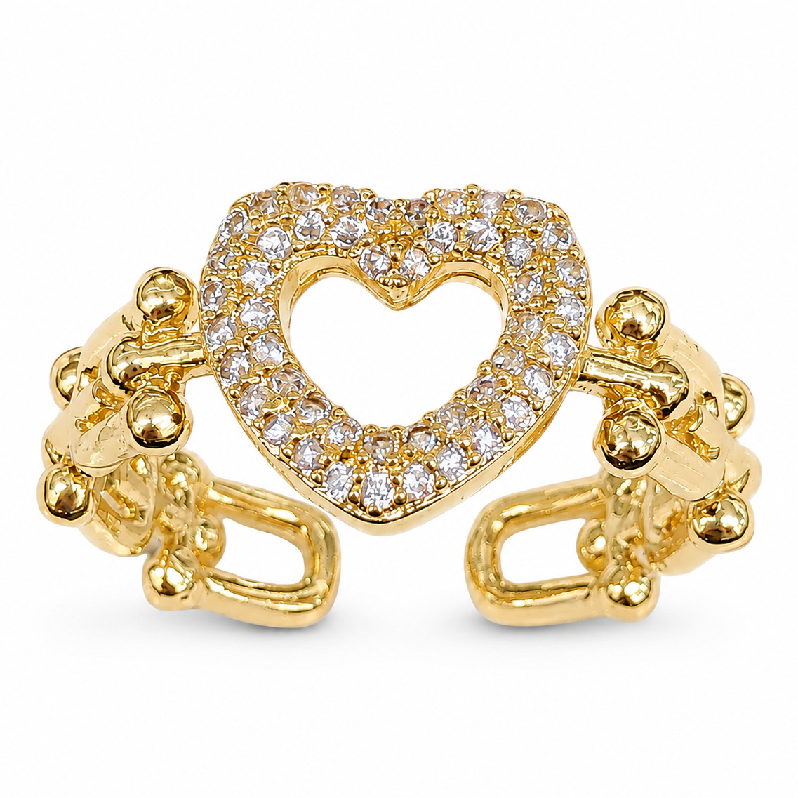 Gold Heart U Link Adjustable Ring
