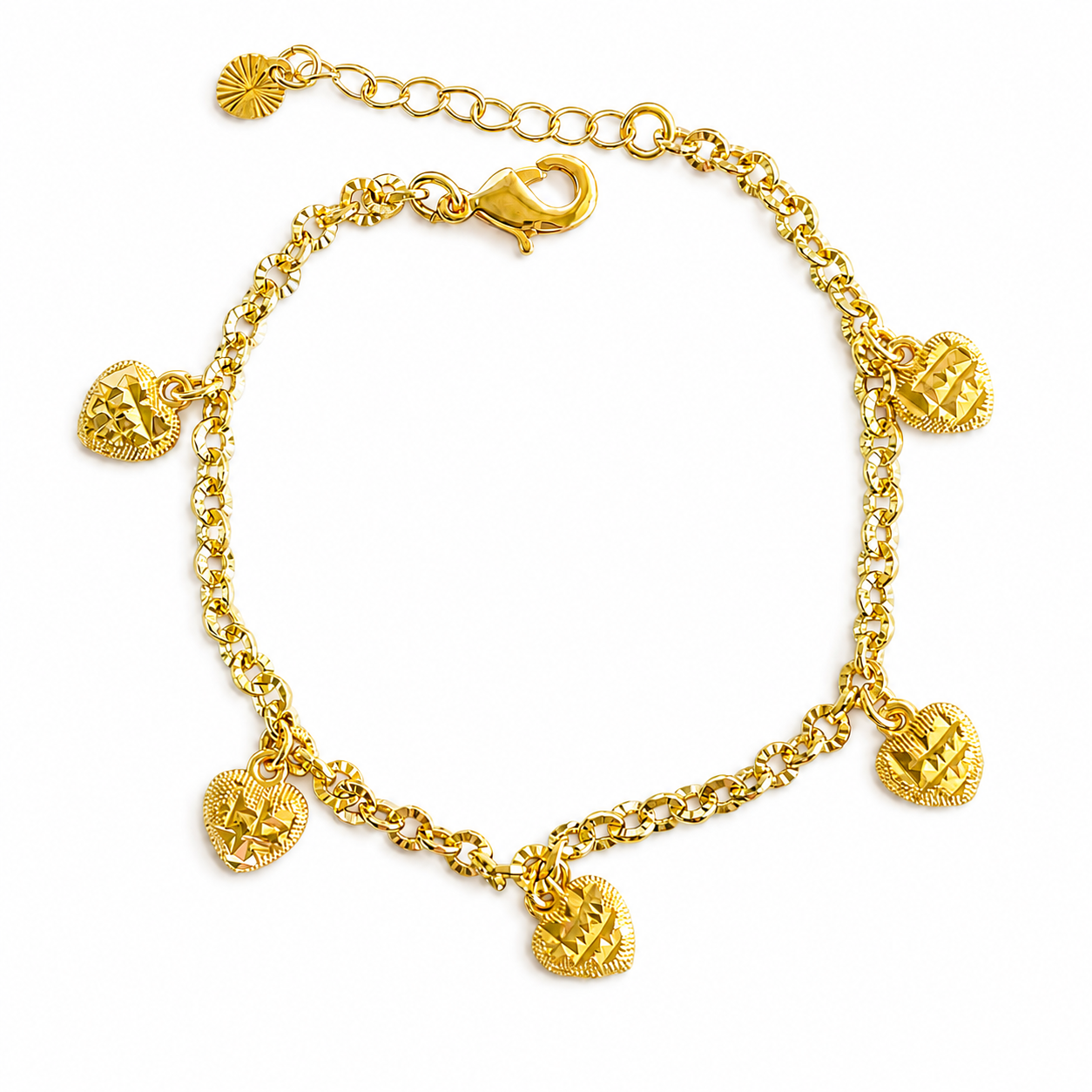 Diamond Cut Heart Bracelet