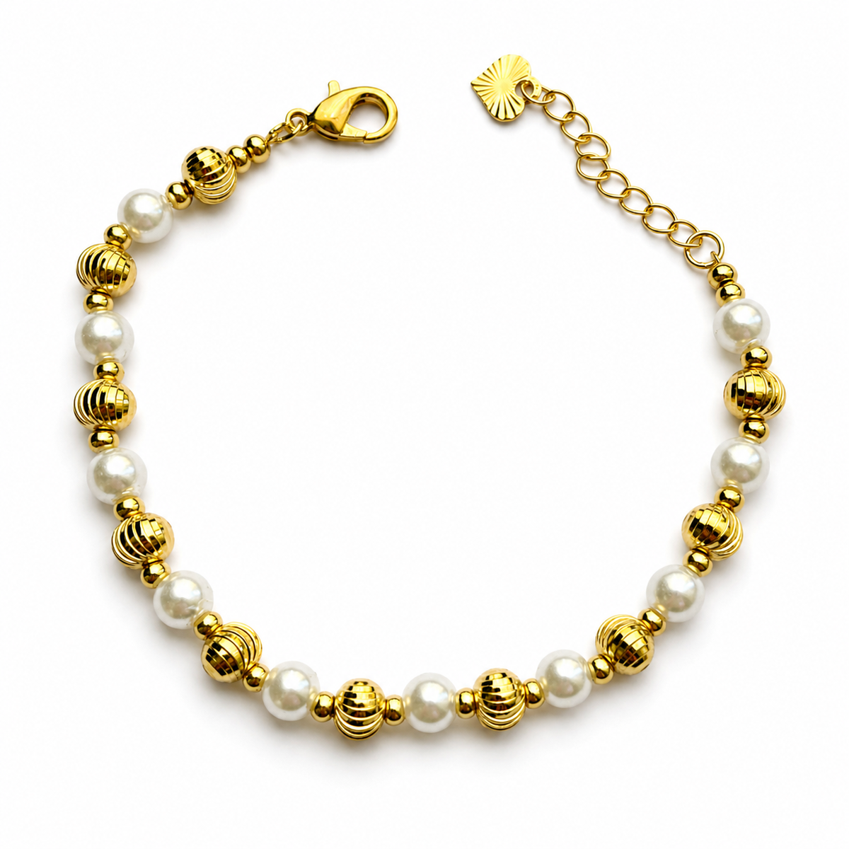 Gold and Pearl Beaded Bracelet